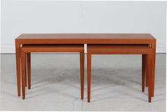 Danish Severin Hansen Set Oblong Nesting Tables of teak by Haslev Furniture 60s