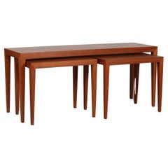 Danish Severin Hansen Set Oblong Nesting Tables of teak by Haslev Furniture 60s