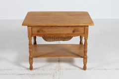 Danish Sewing Table of Oak in Henning Kjærnulf Style with Yarn Basket 1970s