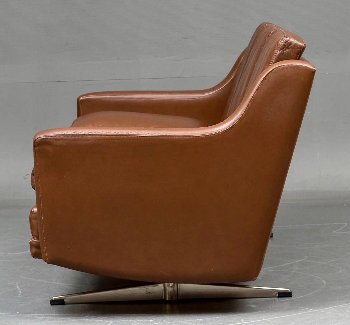 20th Century Danish Shaker Three-Seat Leather Sofa