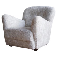 Danish Shearling Lounge Chair Attributed to Flemming Lassen