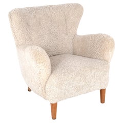 Danish Shearling Upholstered Easy Chair