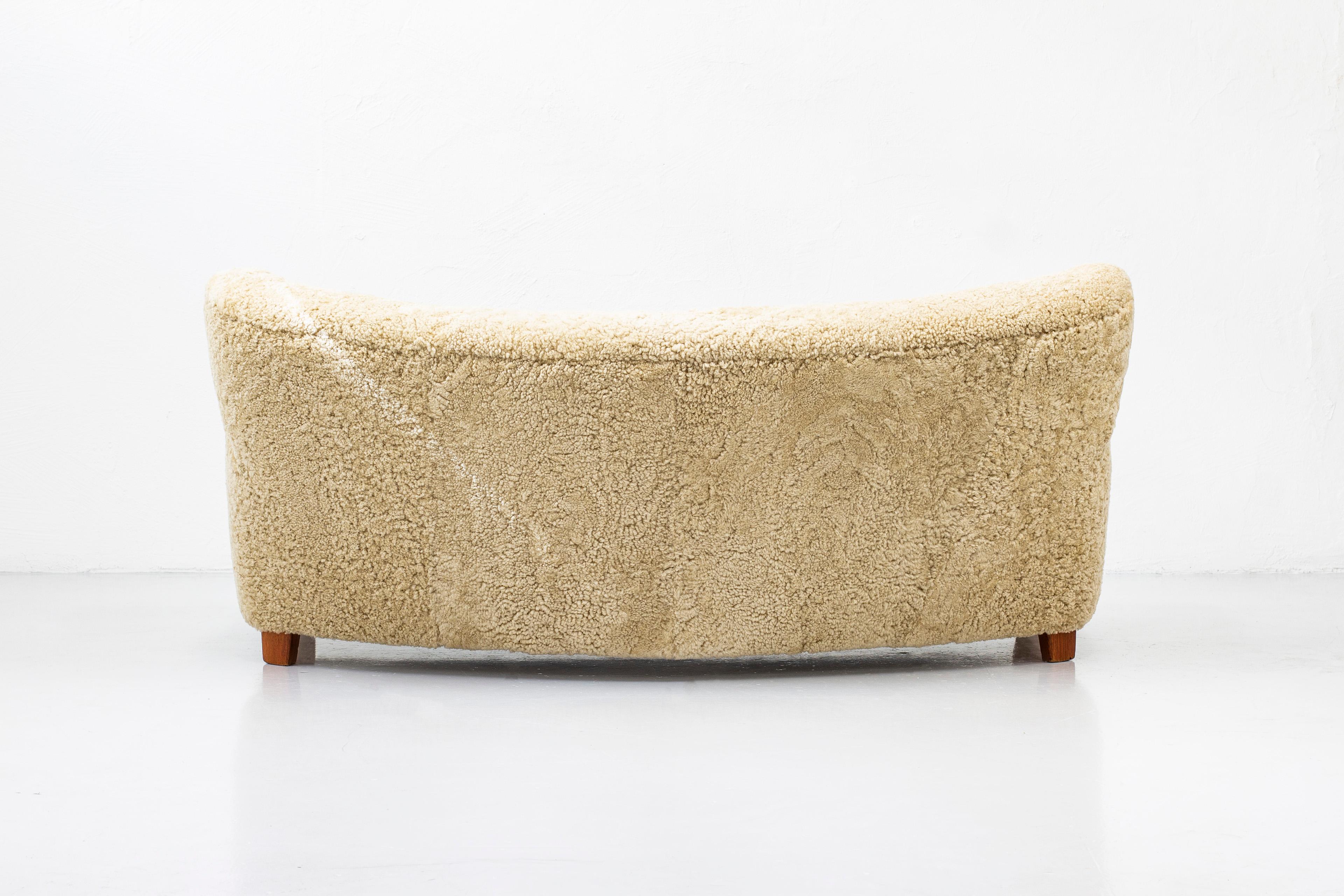 Swedish Danish Sheep Skin Sofa Attributed to Flemming Lassen, Denmark, 1940s