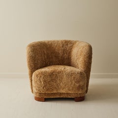 Danish Sheepskin Club Chair, 1930-40's.