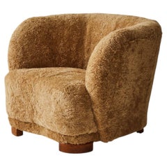 Danish Sheepskin Club Chair, 1930-40's.