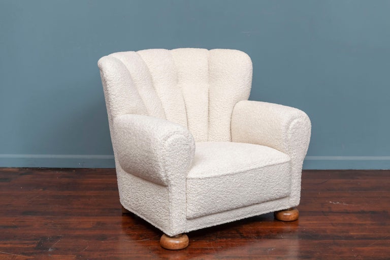Scandinavian Modern Danish Sheepskin Lounge Chair For Sale