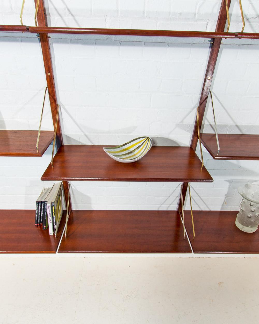 Mid-Century Modern Danish Shelving System in Teak & Brass,  MId Century Design 1960’s For Sale