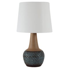Danish Søholm Blue Ceramic Table Lamp by Einar Johansen with new Lampshade 1960s