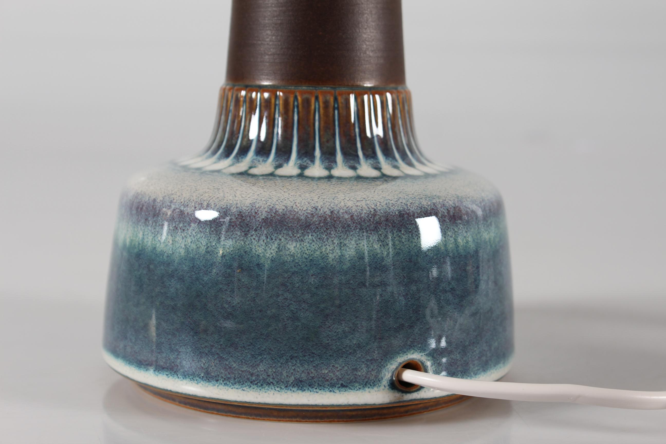 Mid-Century Modern Danish Søholm Ceramic Table Lamp Brown Blue Purple by Einar Johansen, 1960s For Sale