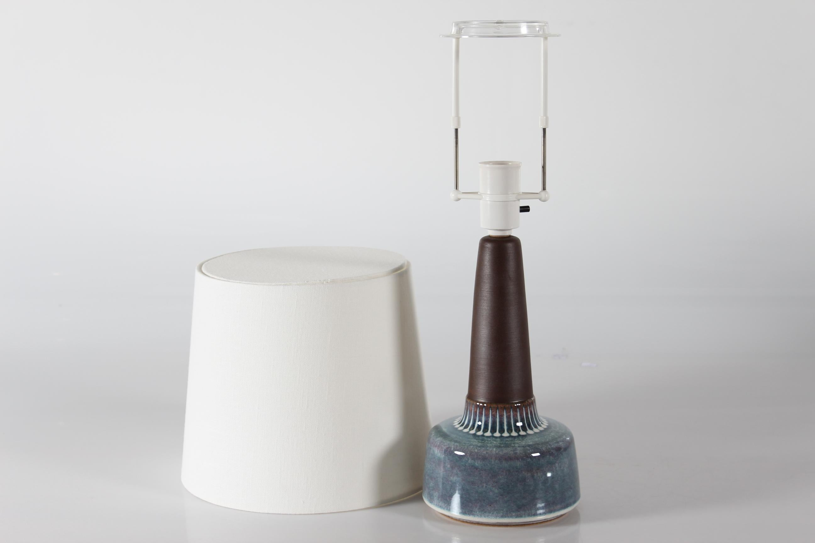 Stoneware Danish Søholm Ceramic Table Lamp Brown Blue Purple by Einar Johansen 1960s For Sale