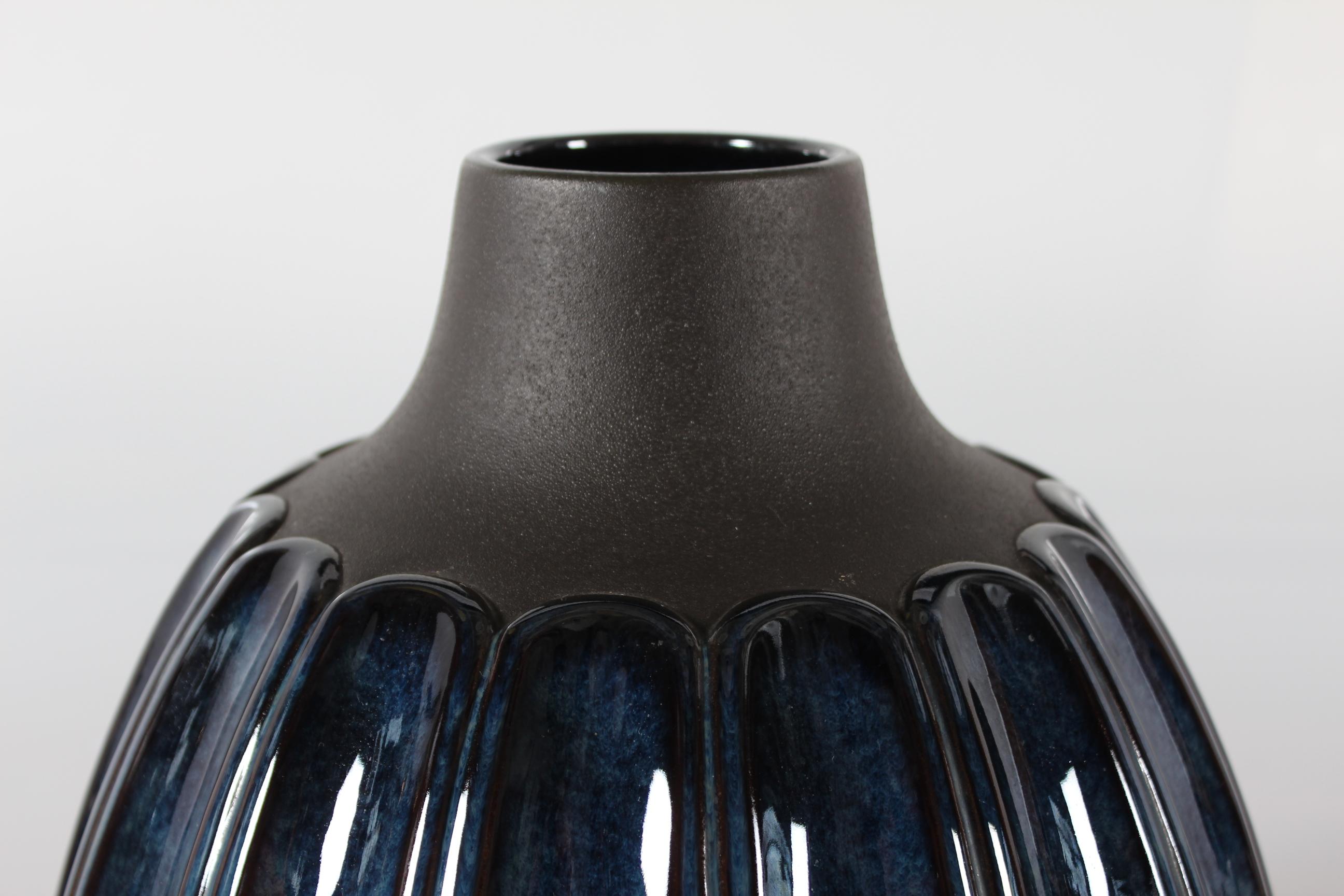 Ceramic Danish Søholm Large Floor Vase by Einar Johansen with Blue Glossy Glaze, 1960s For Sale