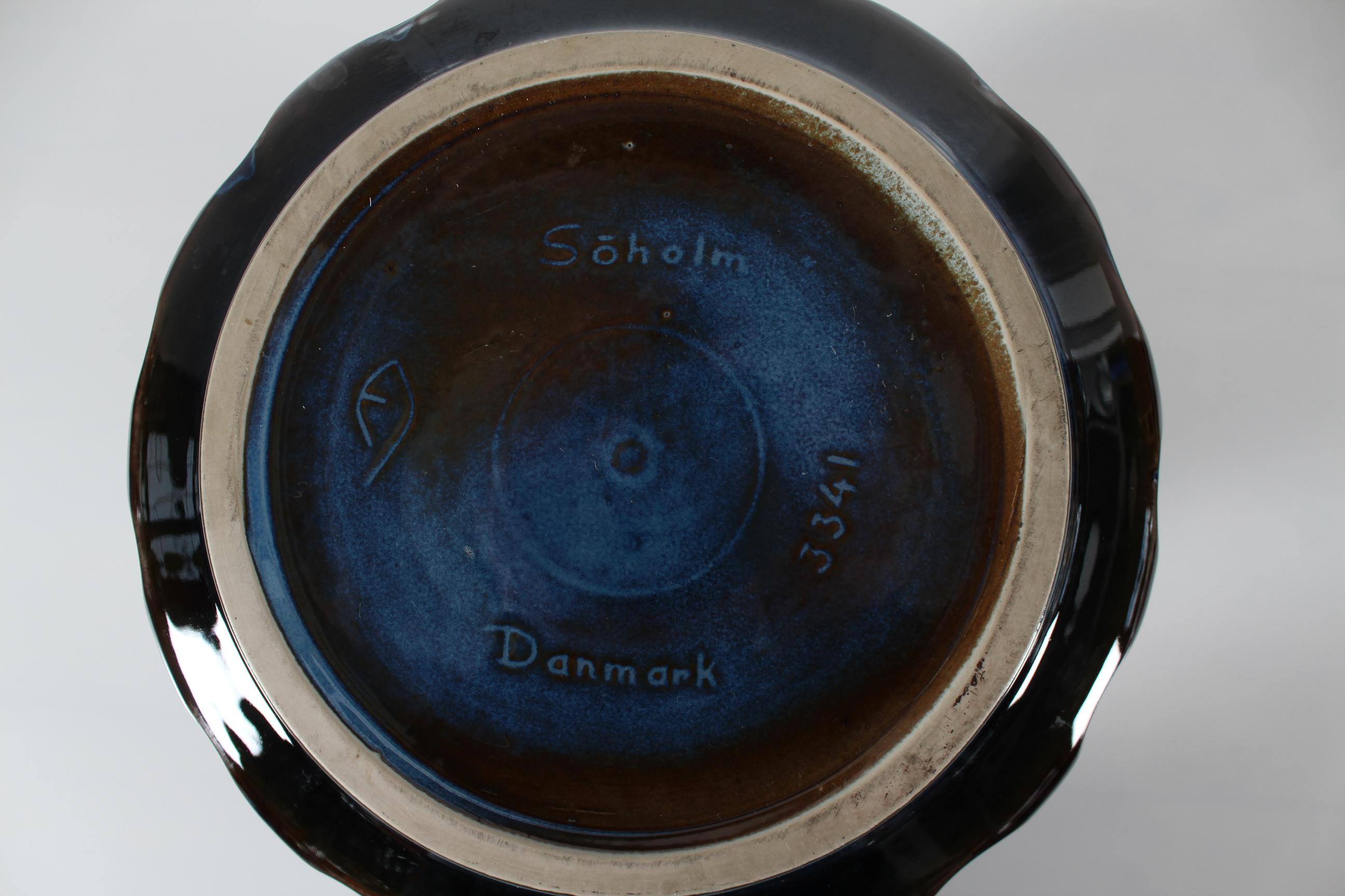 Danish Søholm Large Floor Vase by Einar Johansen with Blue Glossy Glaze, 1960s For Sale 3