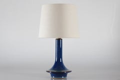 Danish Søholm Sculptural Ufo Shaped Table Lamp with Dark Blue Glaze, 1960s