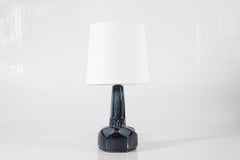 Danish Søholm Small Table Lamp by Einar Johansen, Blue Glaze Mid-Century