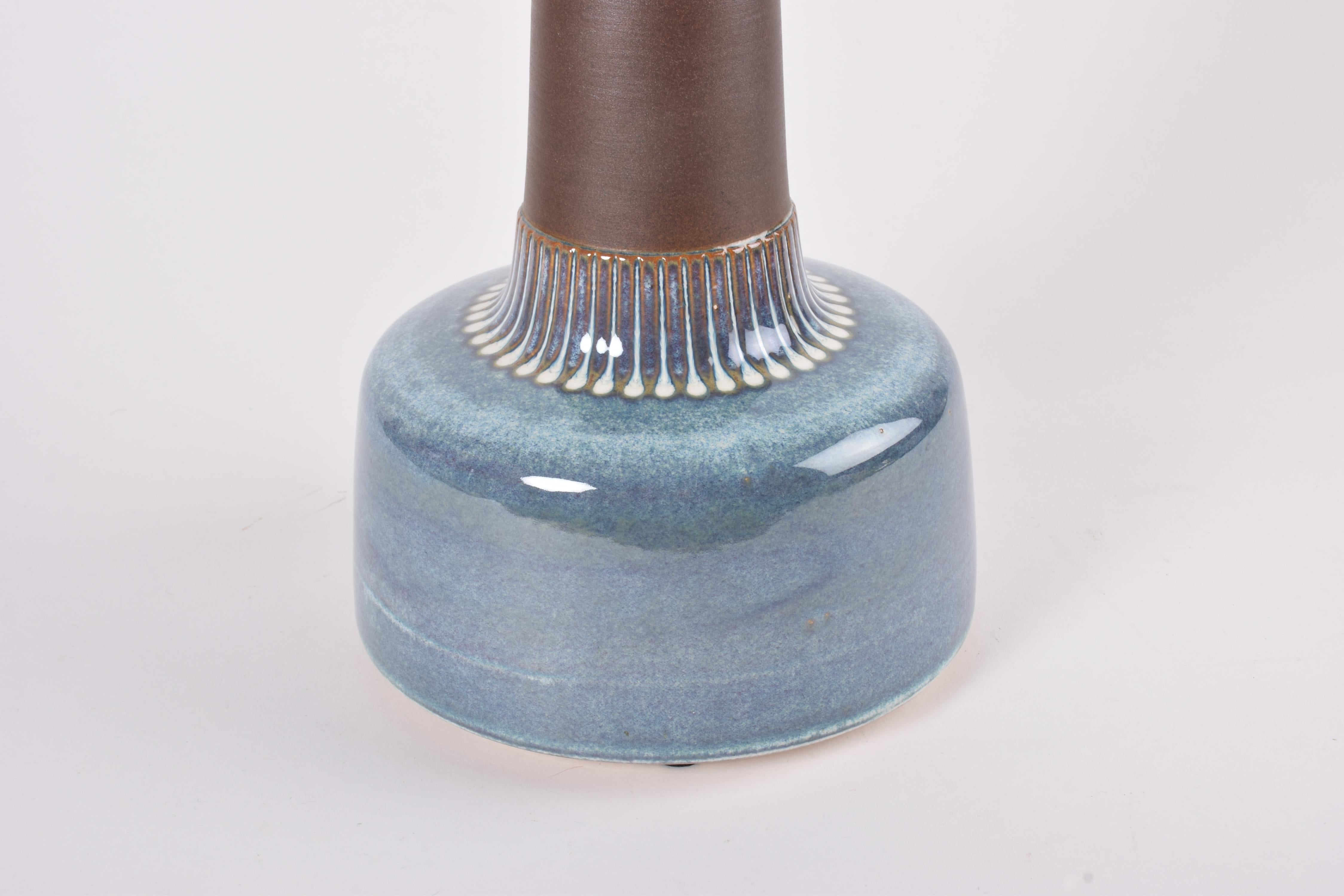 Glazed Danish Søholm Tall Ceramic Table Lamp Brown Blue Beige by Einar Johansen, 1960s For Sale