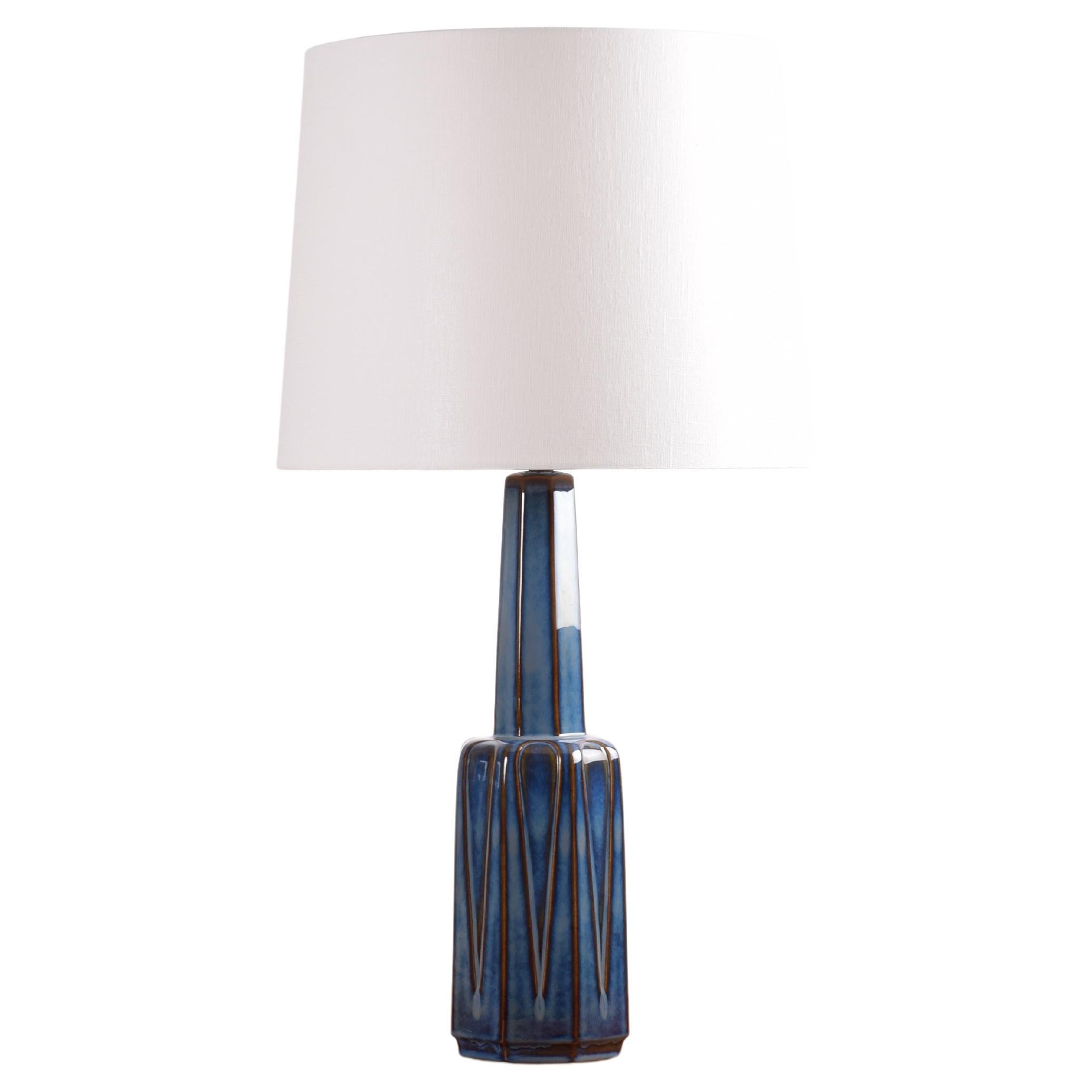 Lampe de table haute danoise Søholm Céramique bleue Einar Johansen Attribué, 1960s
