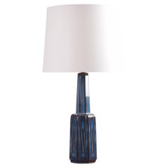 Vintage Danish Søholm Tall Table Lamp Blue Ceramic Einar Johansen Attributed, 1960s