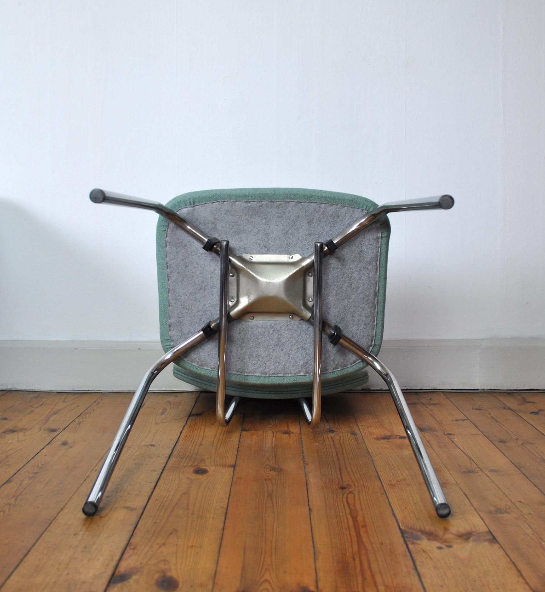 Danish Side Chair by Duba, Chromed Frame and New Kvadrat Upholstery 5