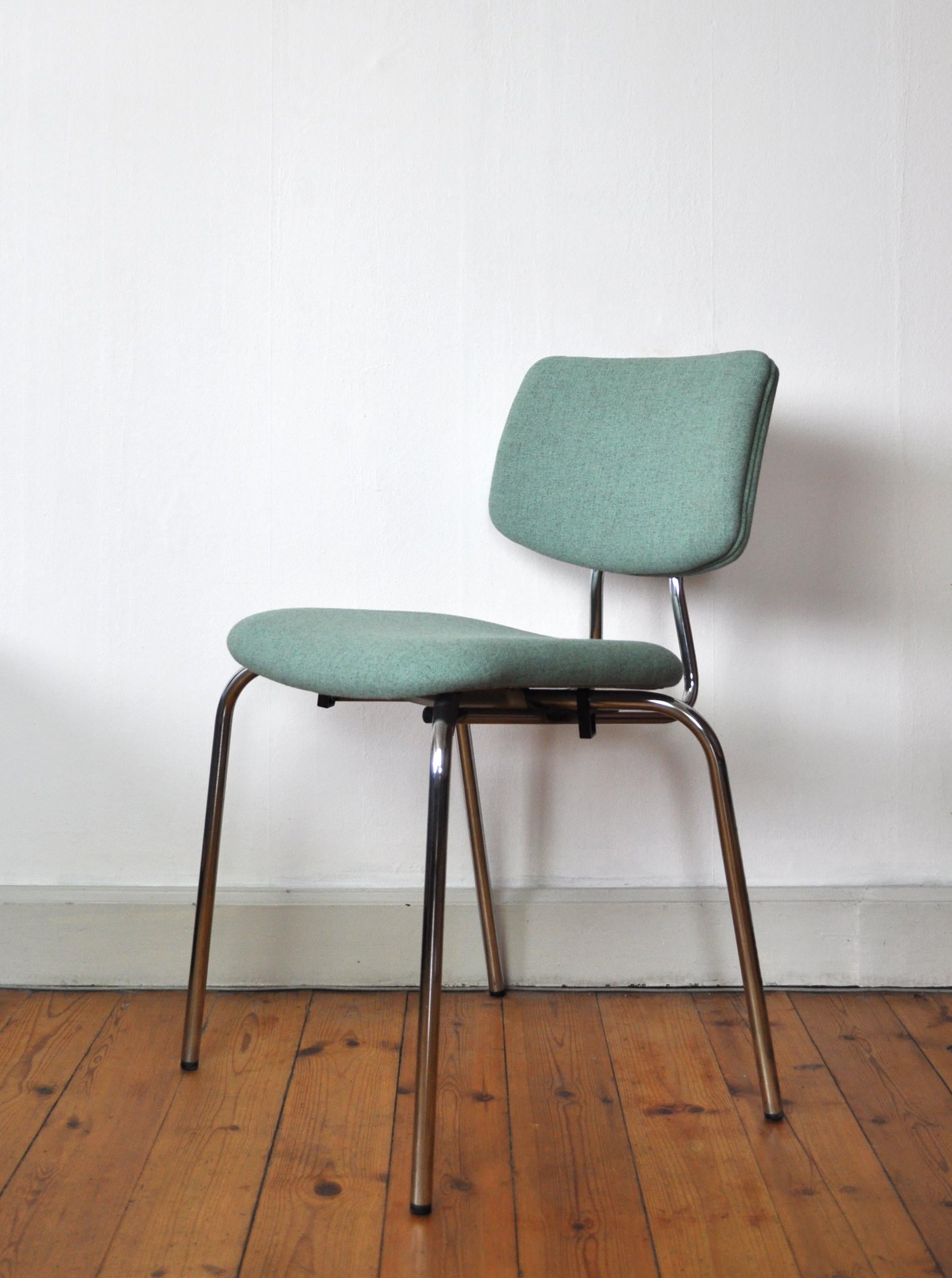 Scandinavian Modern Danish Side Chair by Duba, Chromed Frame and New Kvadrat Upholstery