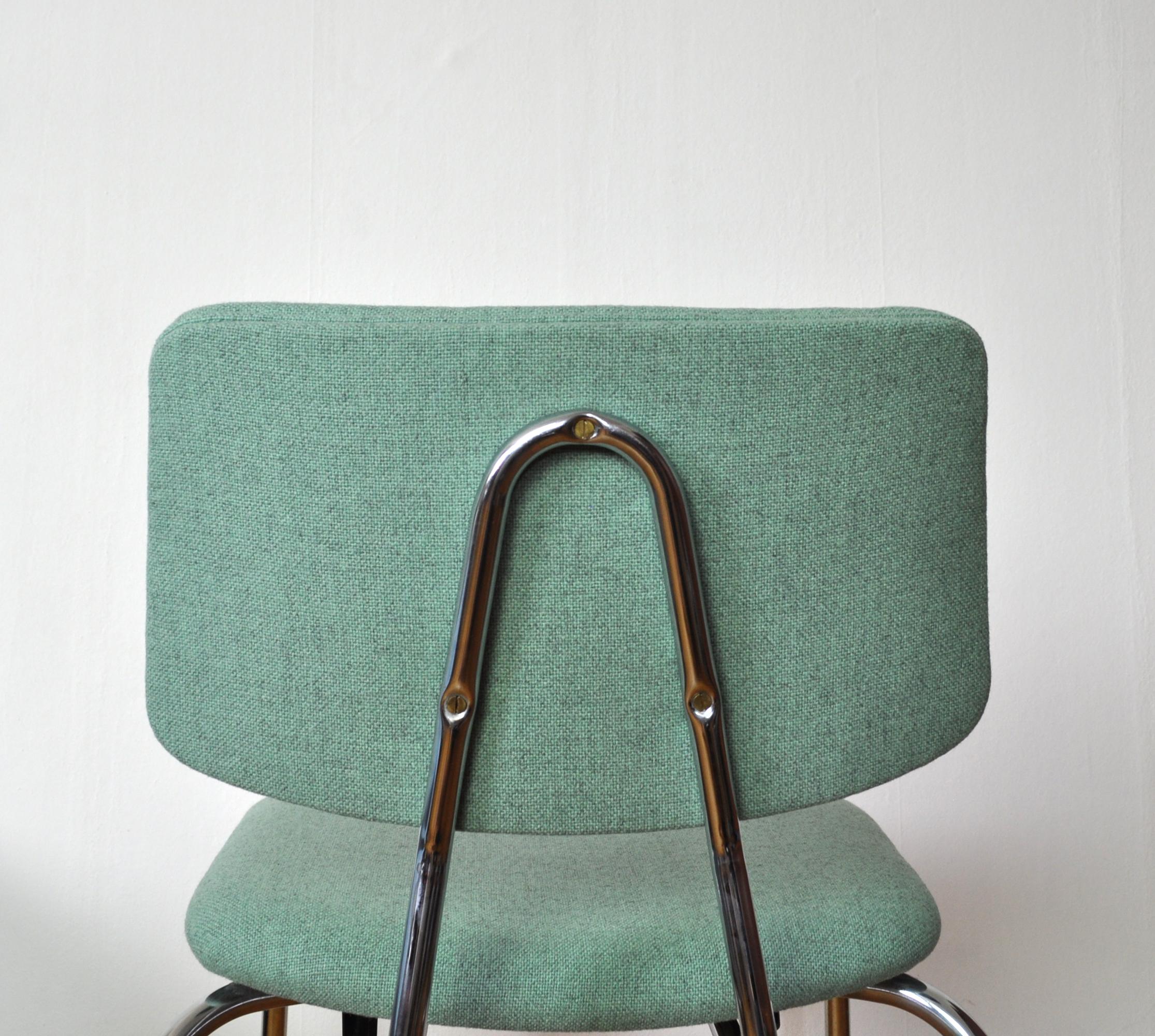 Danish Side Chair by Duba, Chromed Frame and New Kvadrat Upholstery 1