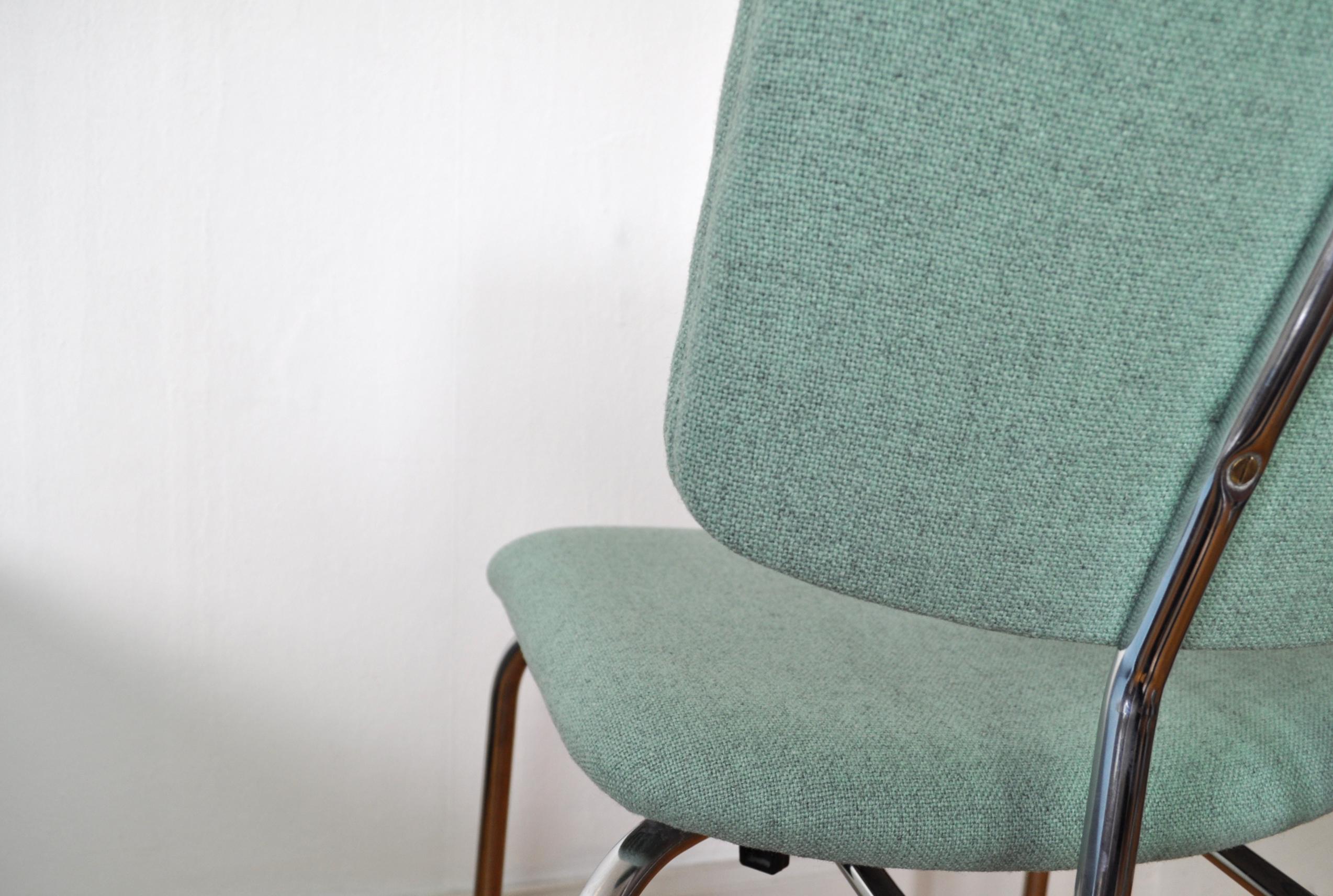 Danish Side Chair by Duba, Chromed Frame and New Kvadrat Upholstery 4