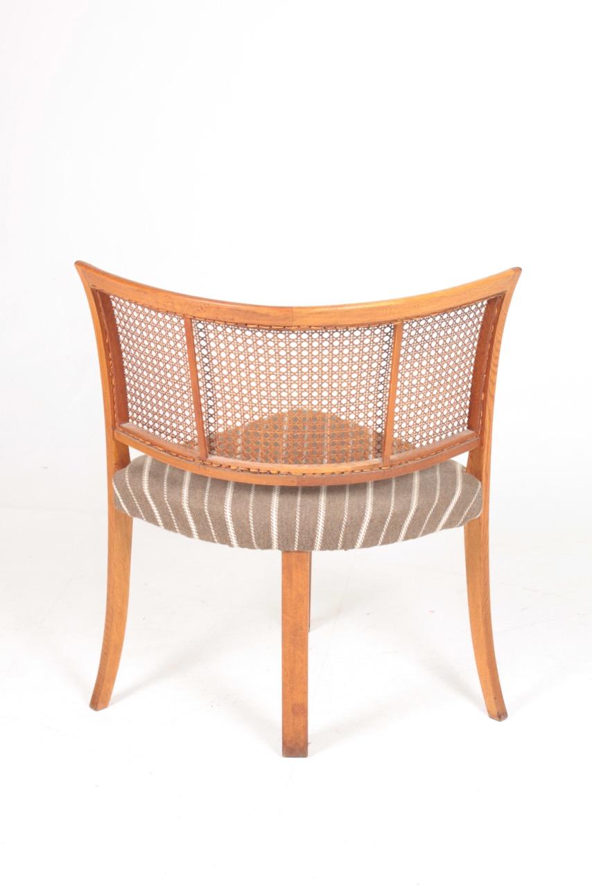 Scandinavian Danish Side Chair in Oak and Cane, 1940s
