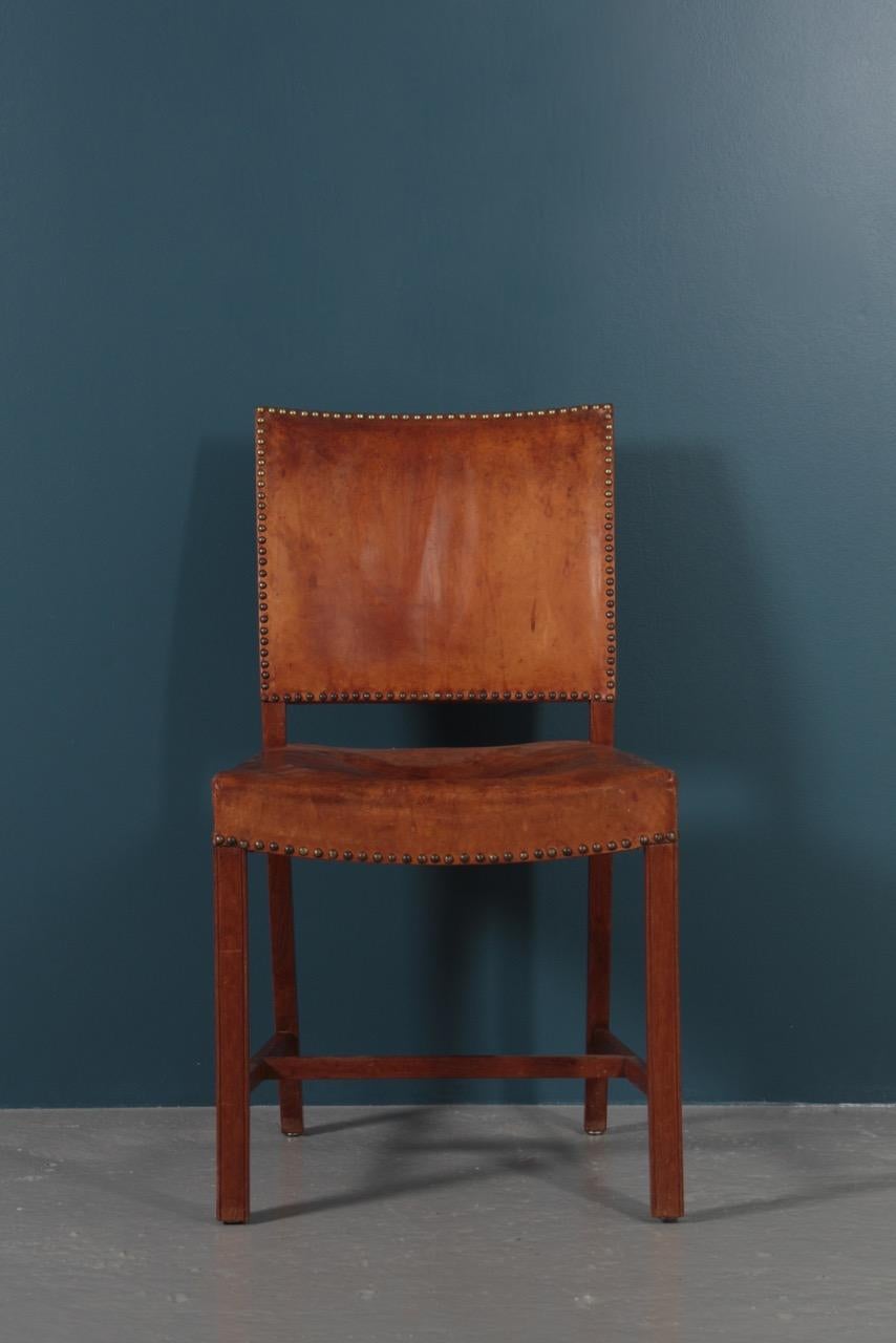 Danish Side Chair in Patinated Niger Leather, 1940s 4