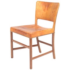 Danish Side Chair in Patinated Niger Leather, 1940s
