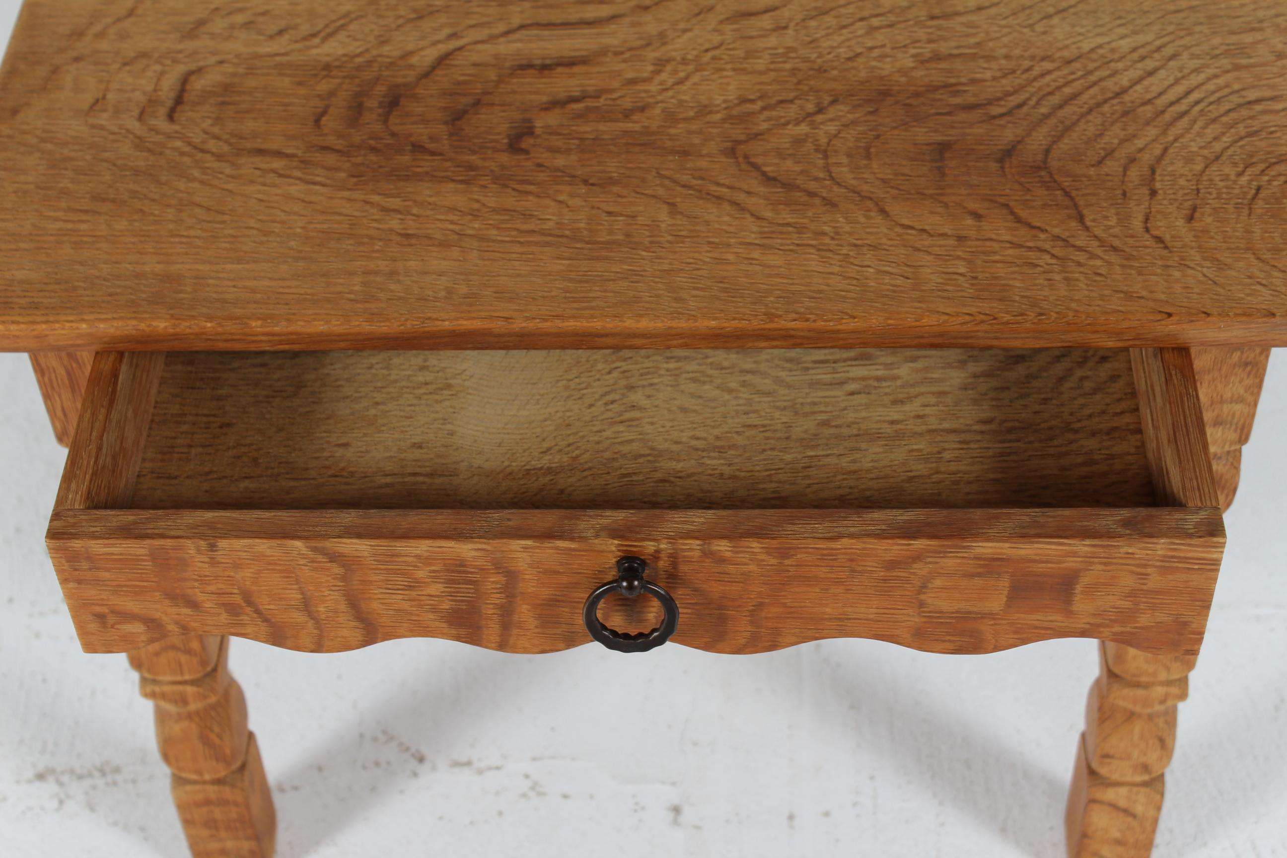 Late 20th Century Danish Side Table of Solid Oak in Henning  Kjærnulf Style 1970s For Sale