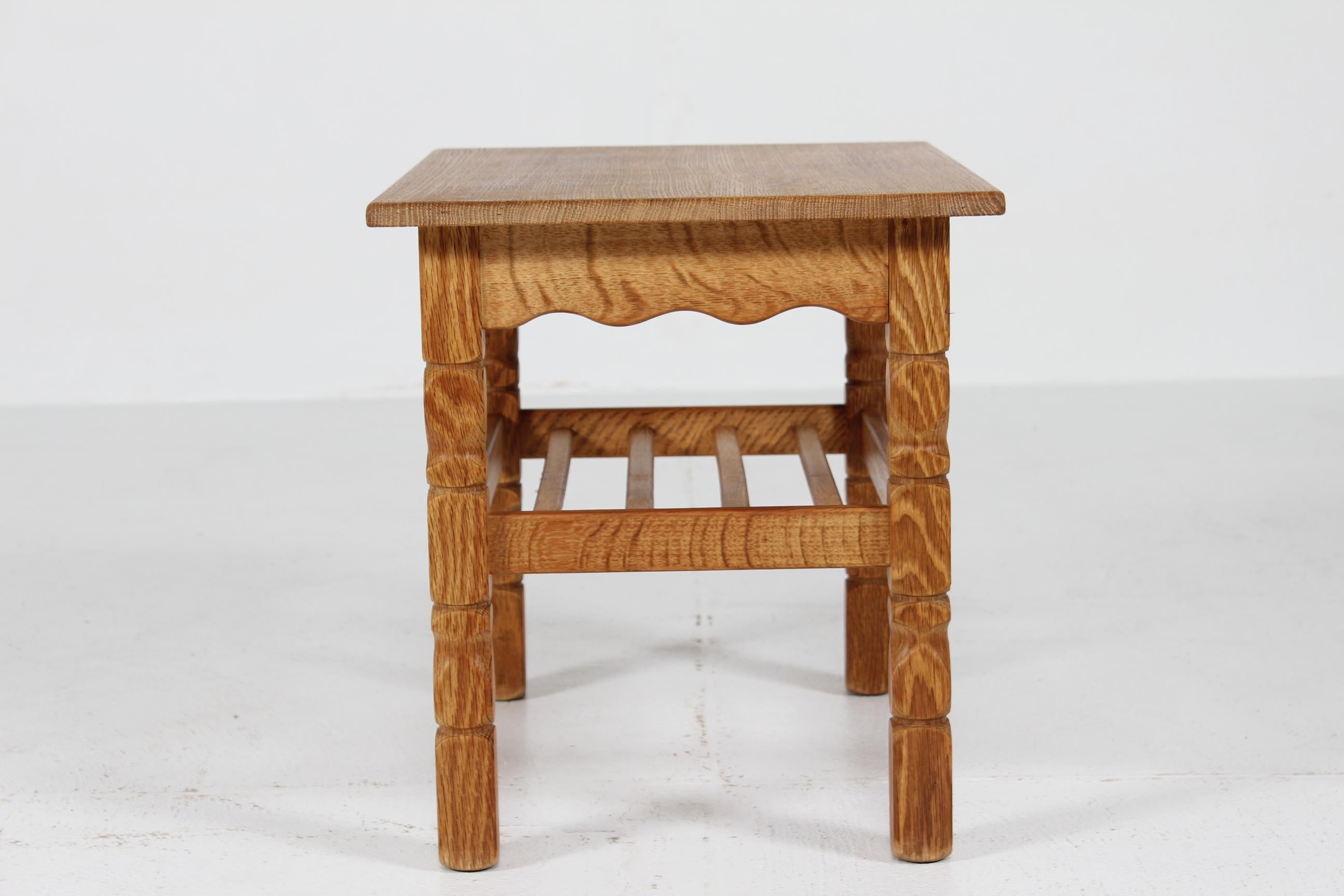 Danish Side Table of Solid Oak in Henning  Kjærnulf Style 1970s For Sale 1