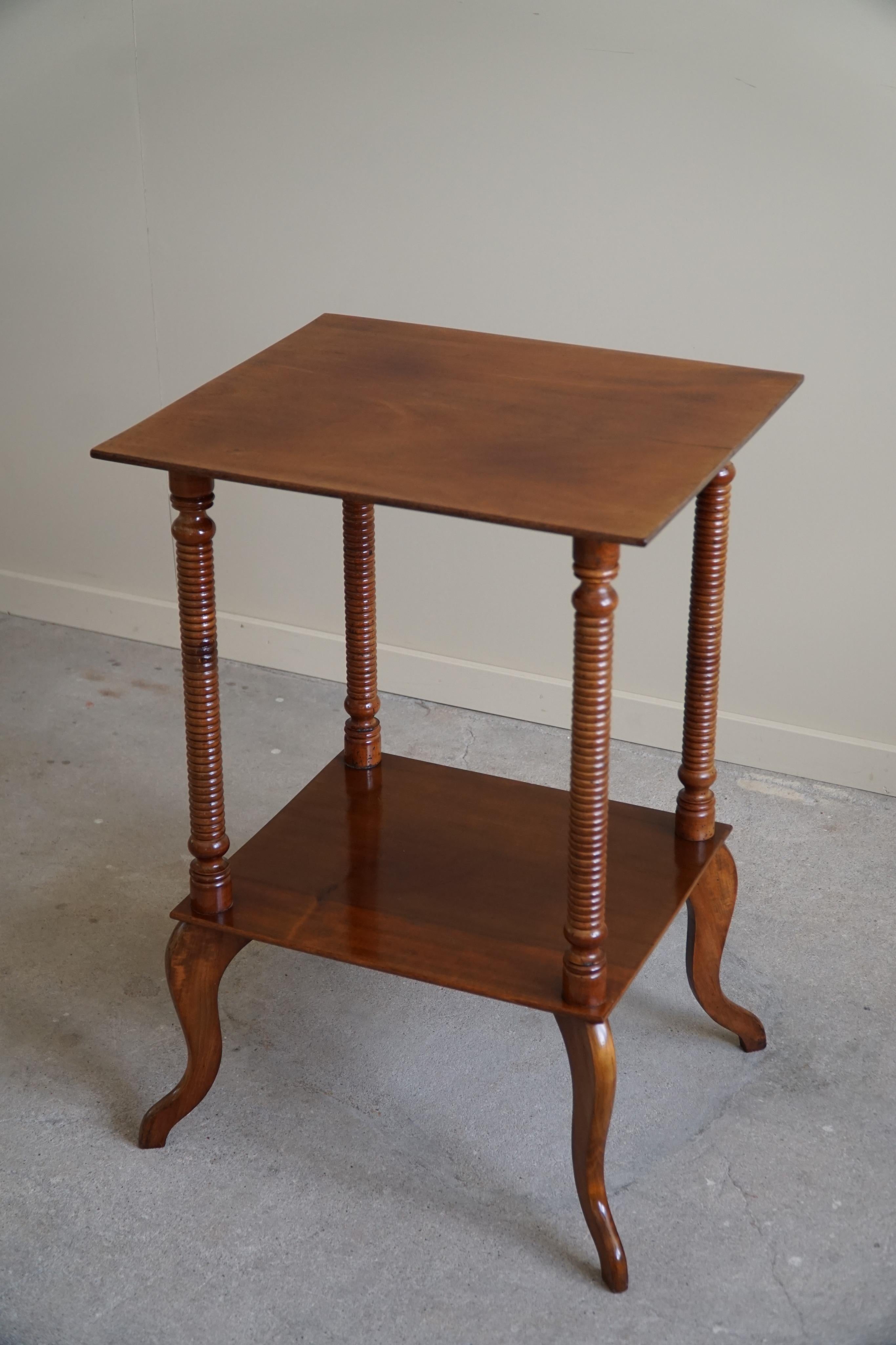 Nutwood Danish Side Table / Pedestal with Finely Carved Legs, Early 20th Century For Sale