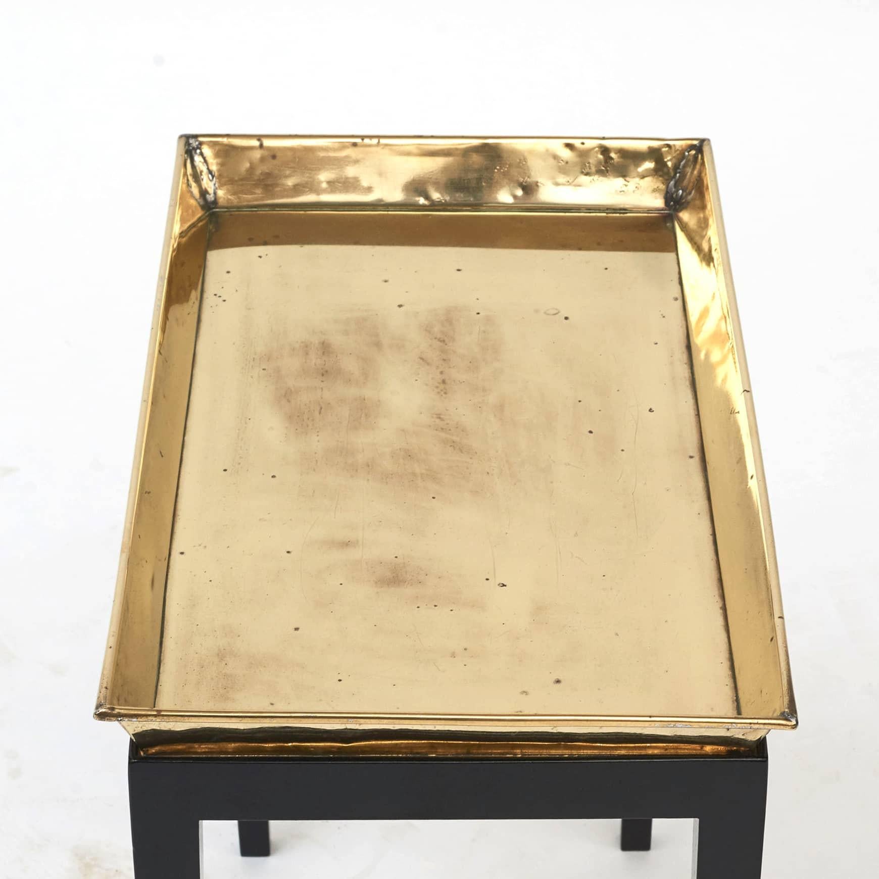 20th Century Danish Side Table with Brass Tray on Black Lacquered Stand