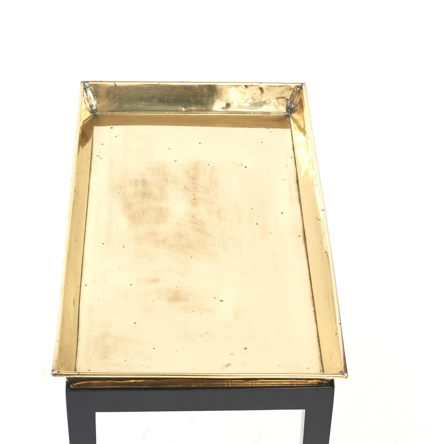 Danish Side Table with Brass Tray on Black Lacquered Stand 2