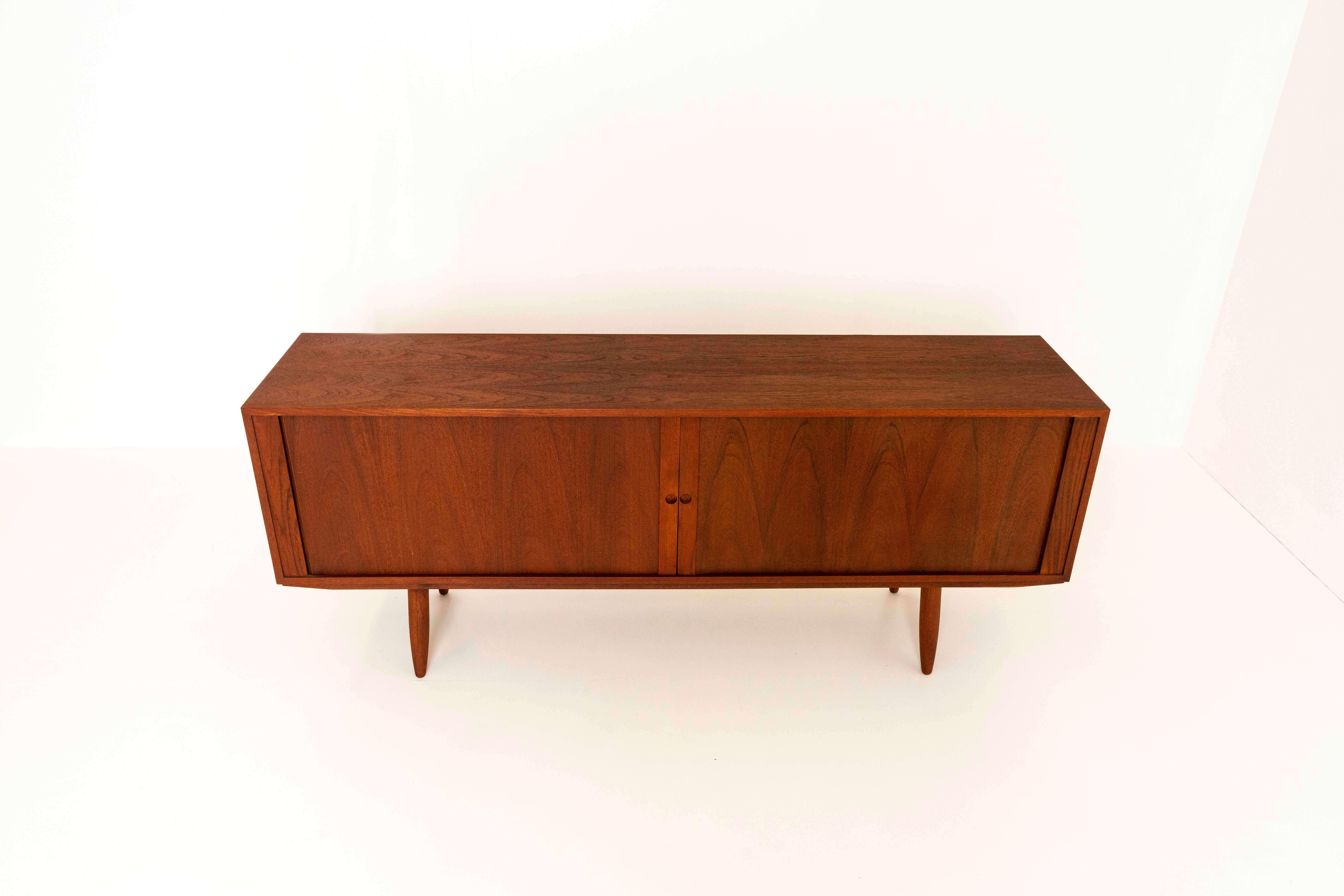 Contemporary Danish Sideboard in Teak by Bruno Hansen with Colored Drawers For Sale