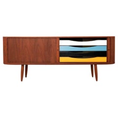 Danish Sideboard in Teak by Bruno Hansen with Colored Drawers