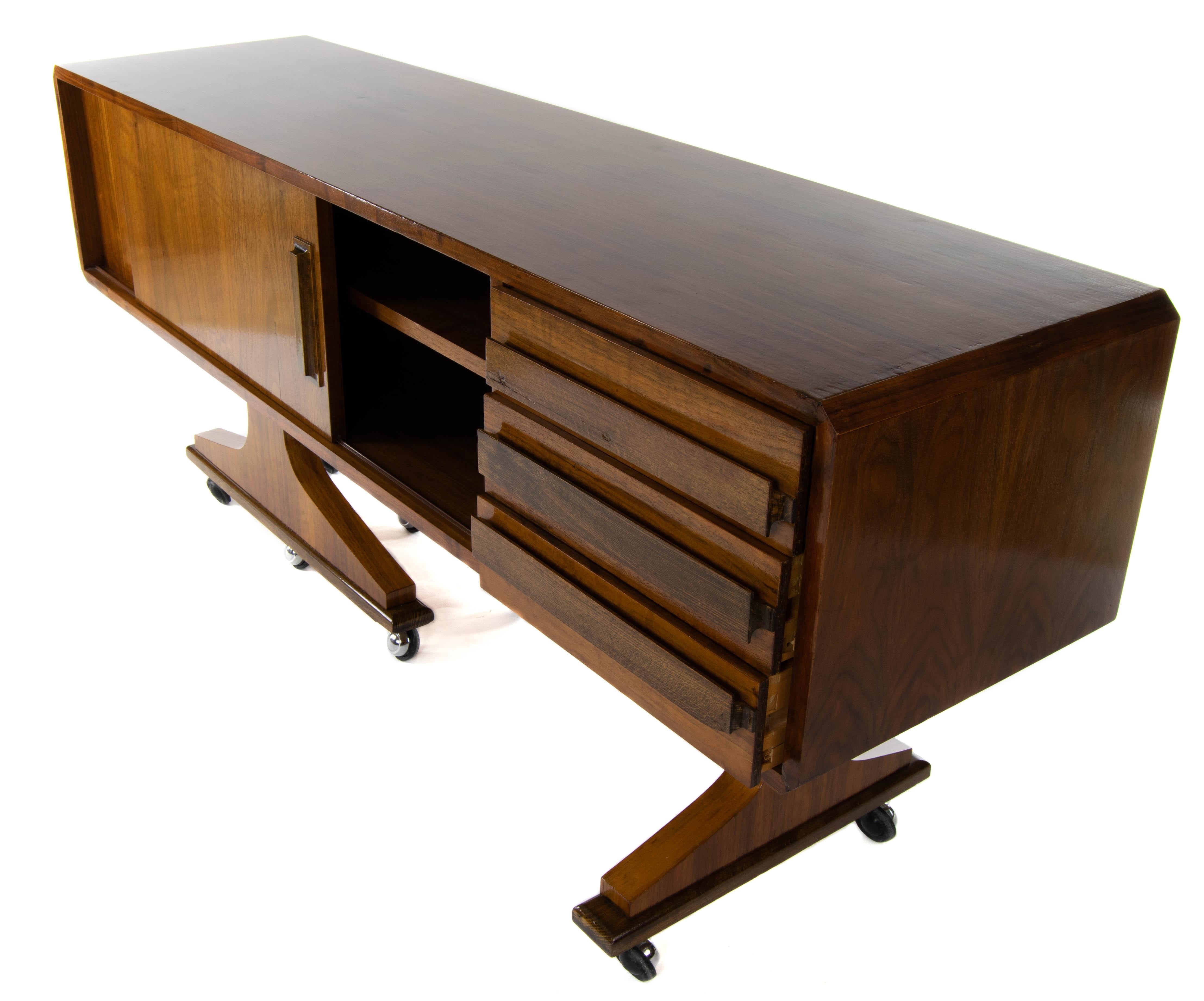 Danish Sideboard Mid-Century Modern Double-Sided and Wheels after Clausen & Søn 4