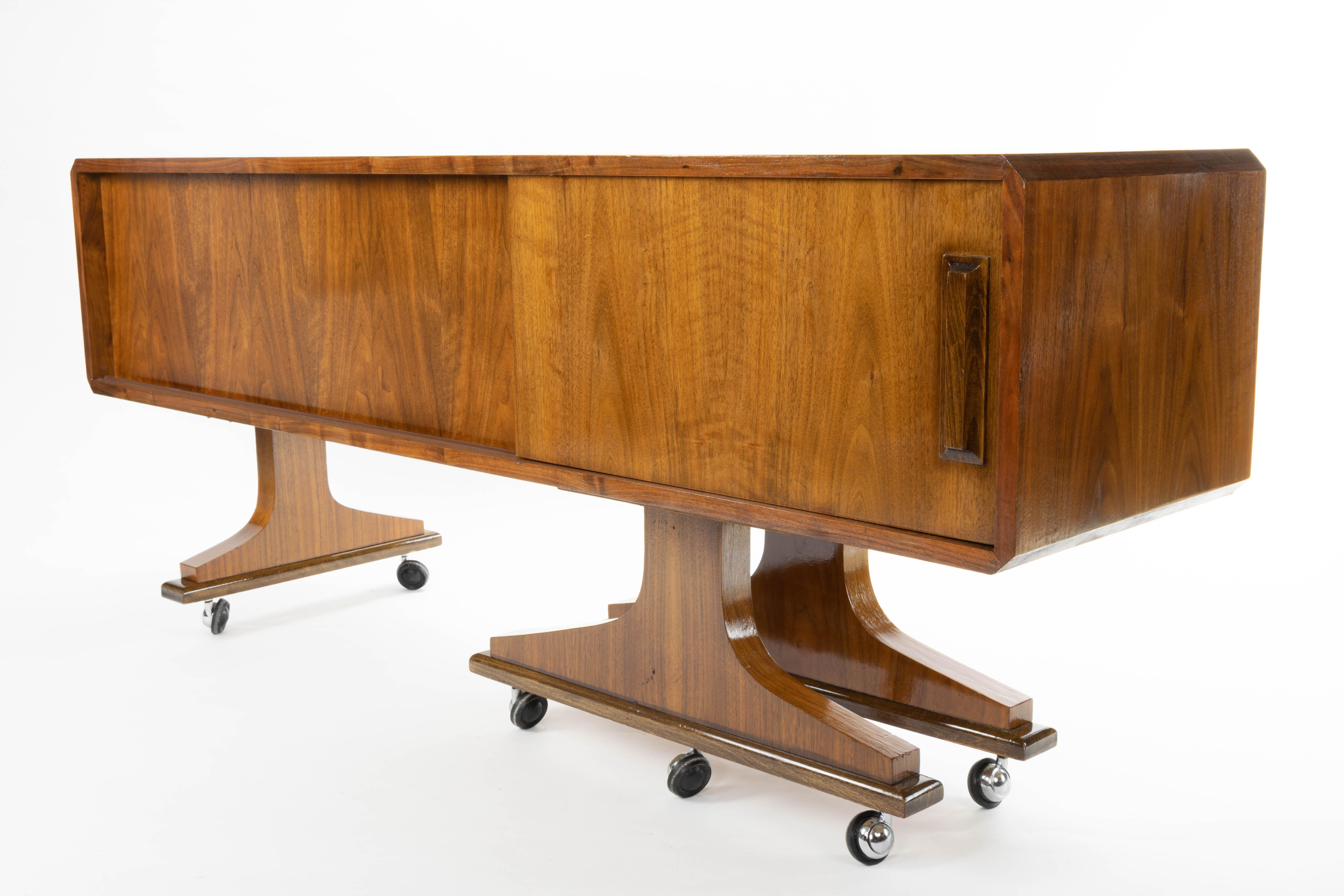 Danish Sideboard Mid-Century Modern Double-Sided and Wheels after Clausen & Søn 6
