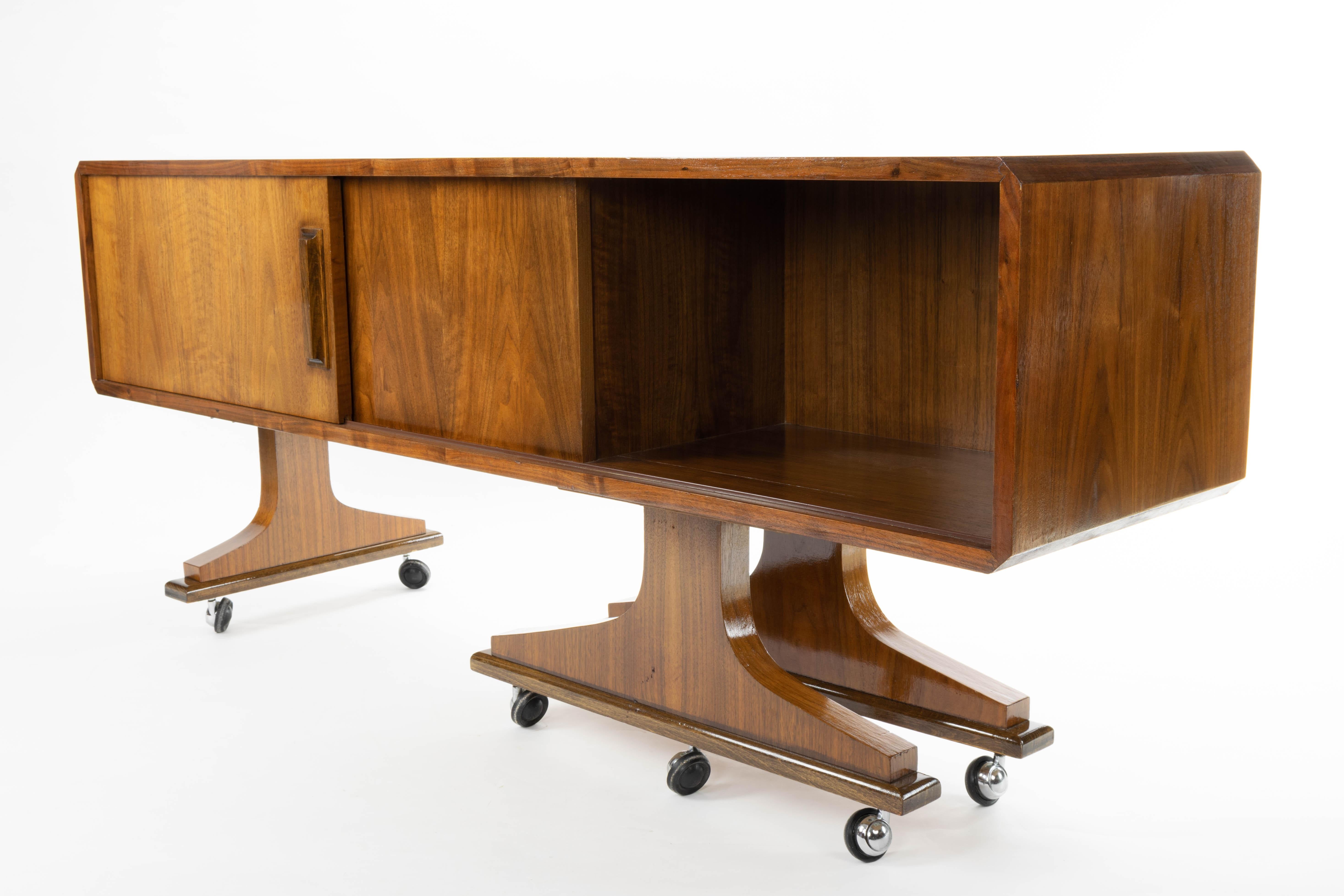Danish Sideboard Mid-Century Modern Double-Sided and Wheels after Clausen & Søn 7