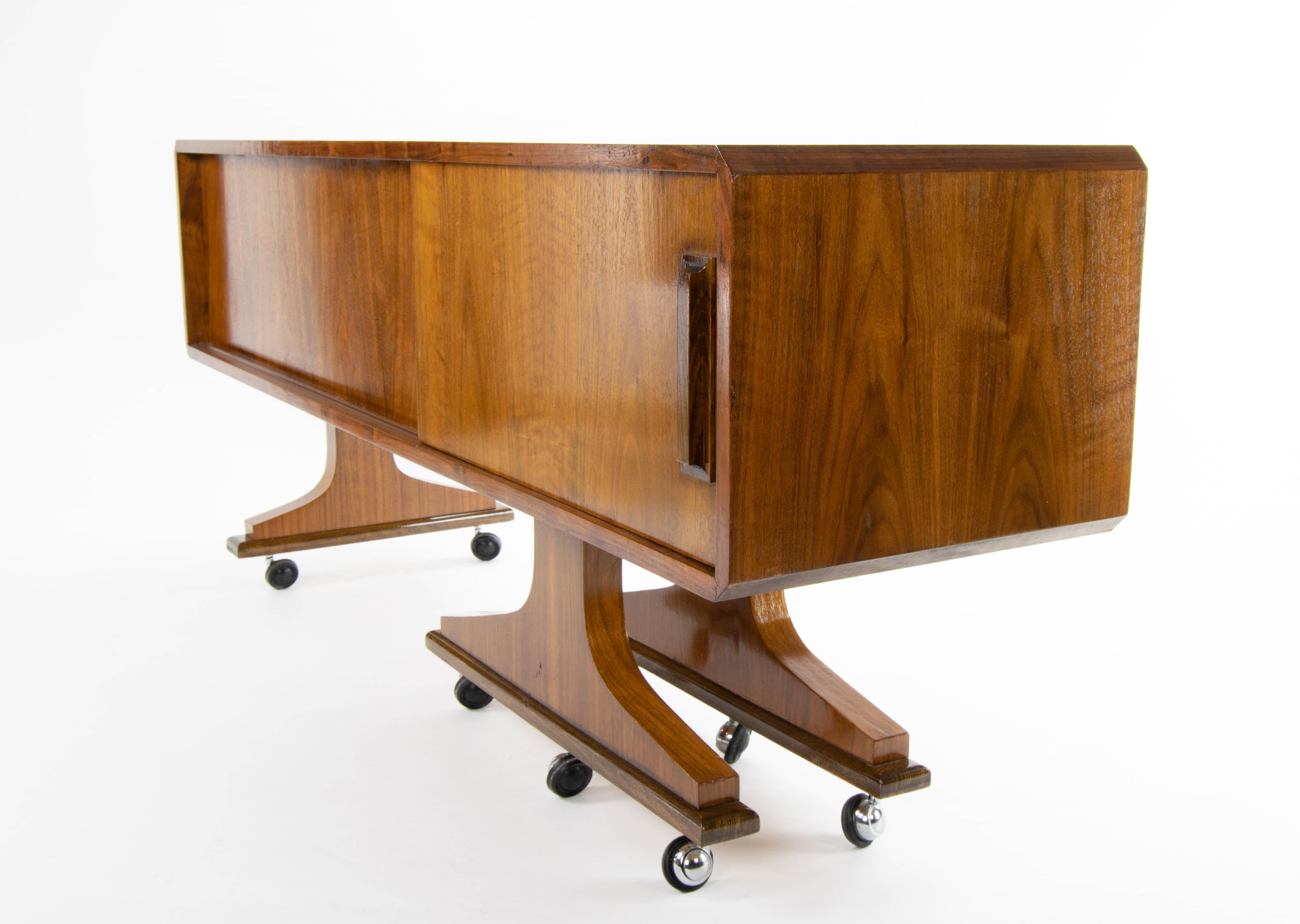 Danish Sideboard Mid-Century Modern Double-Sided and Wheels after Clausen & Søn 8
