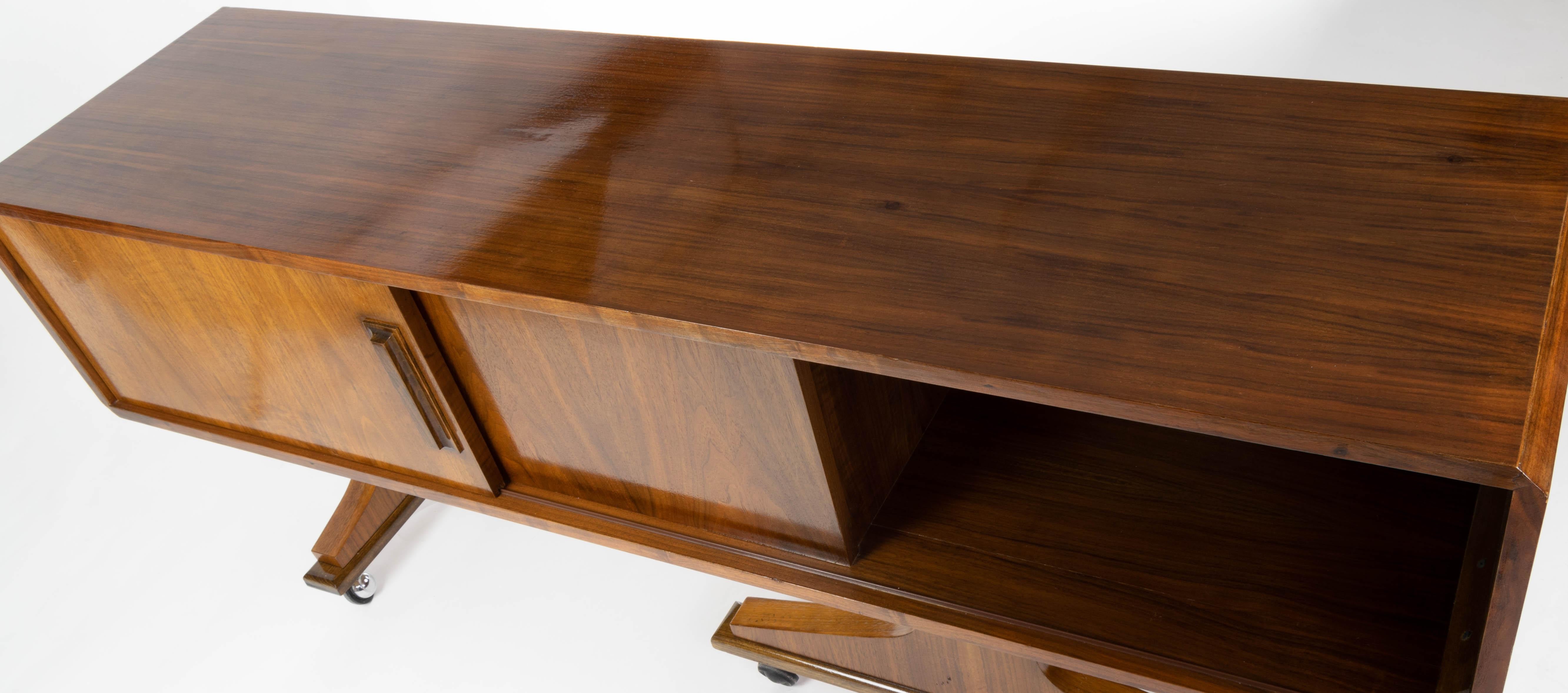 Danish Sideboard Mid-Century Modern Double-Sided and Wheels after Clausen & Søn 9