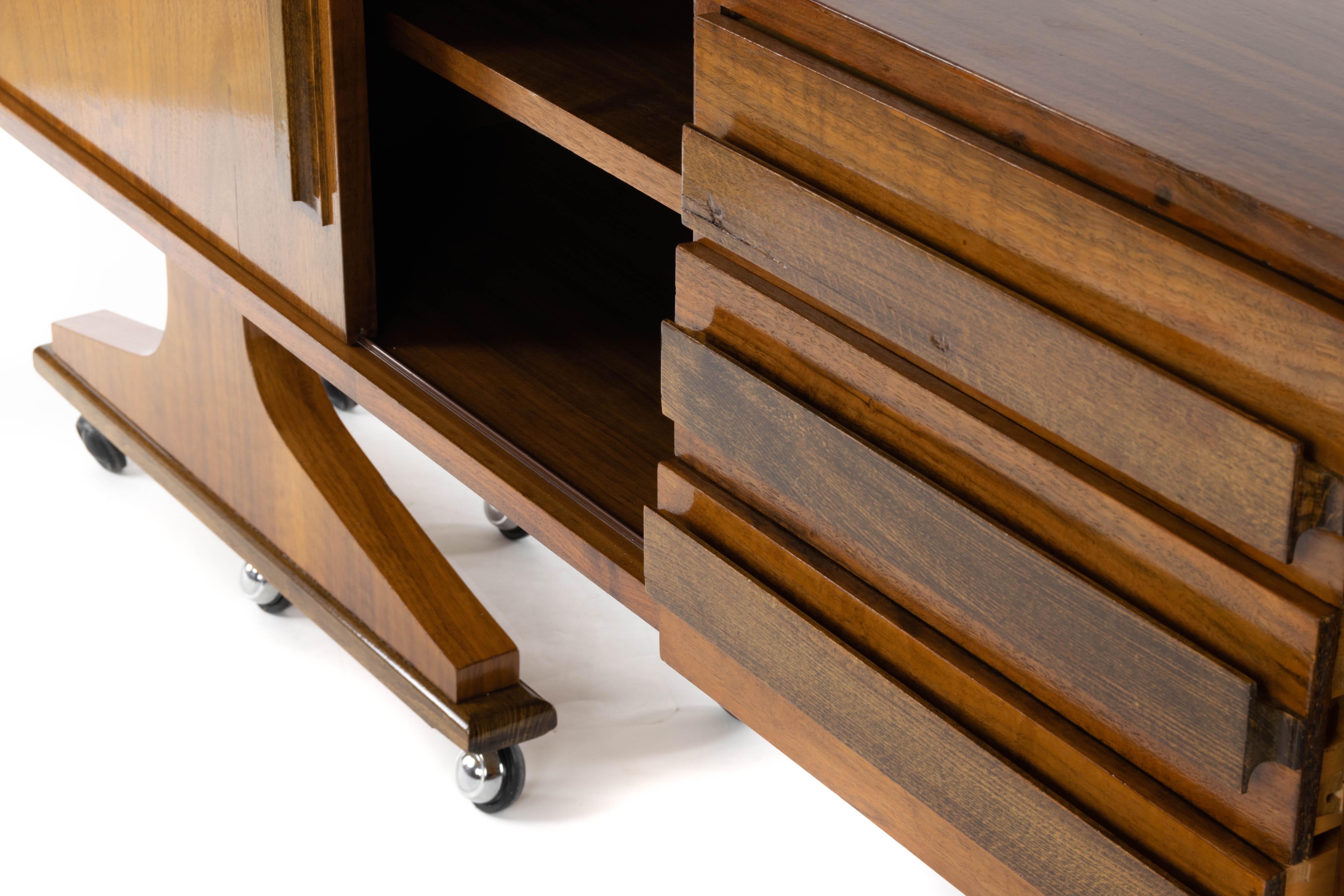 Danish Sideboard Mid-Century Modern Double-Sided and Wheels after Clausen & Søn 11