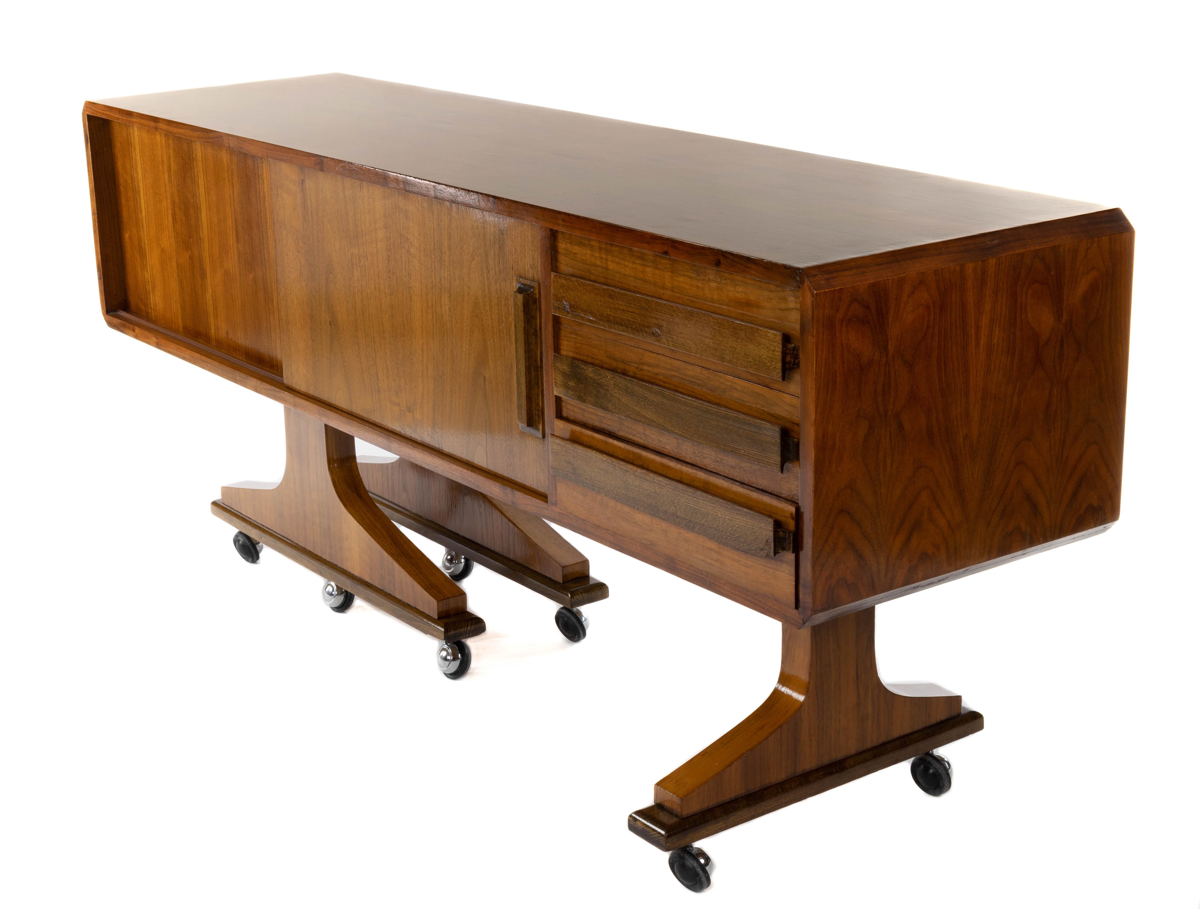 Danish Sideboard Mid-Century Modern Double-Sided and Wheels after Clausen & Søn 2