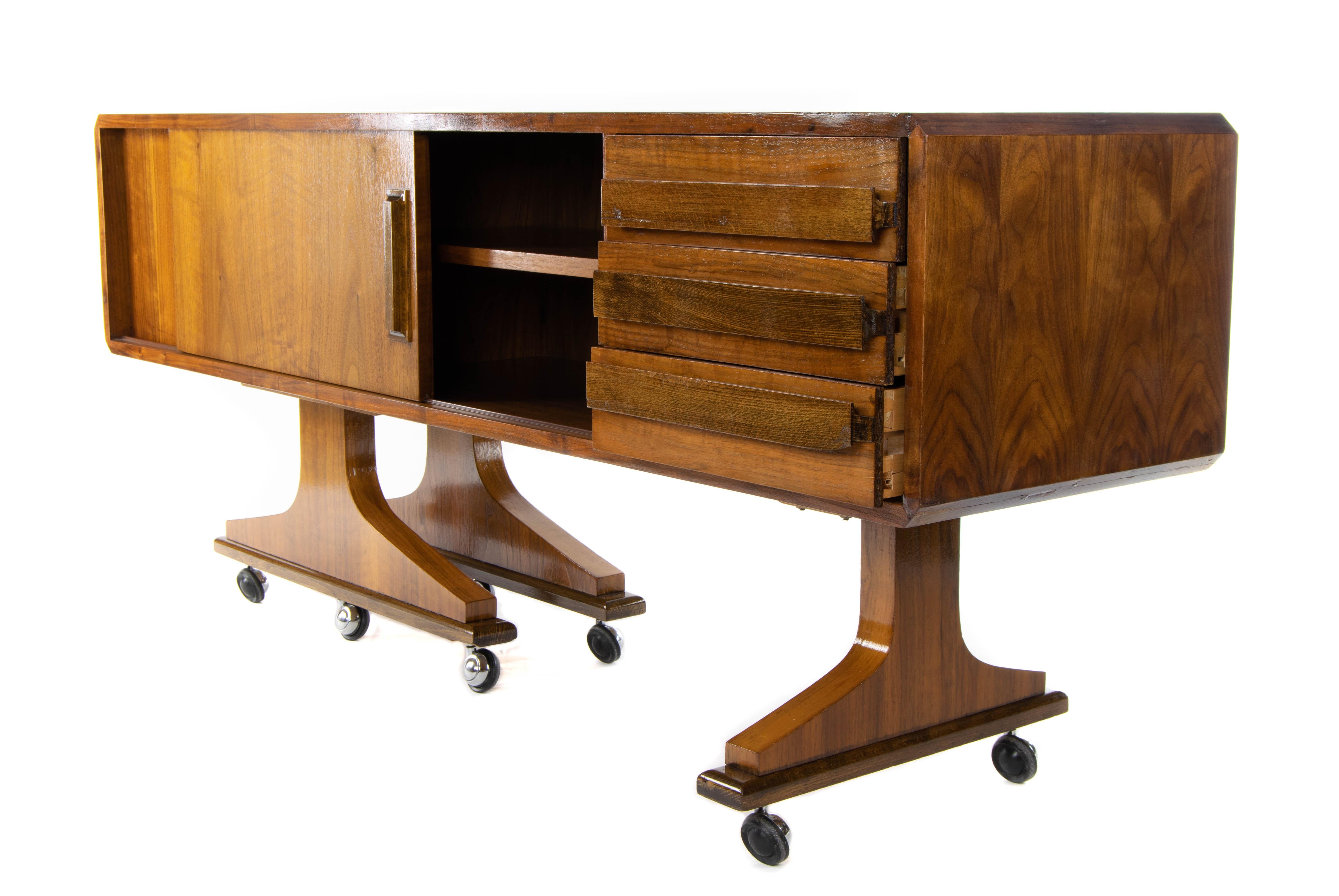 Danish Sideboard Mid-Century Modern Double-Sided and Wheels after Clausen & Søn 3