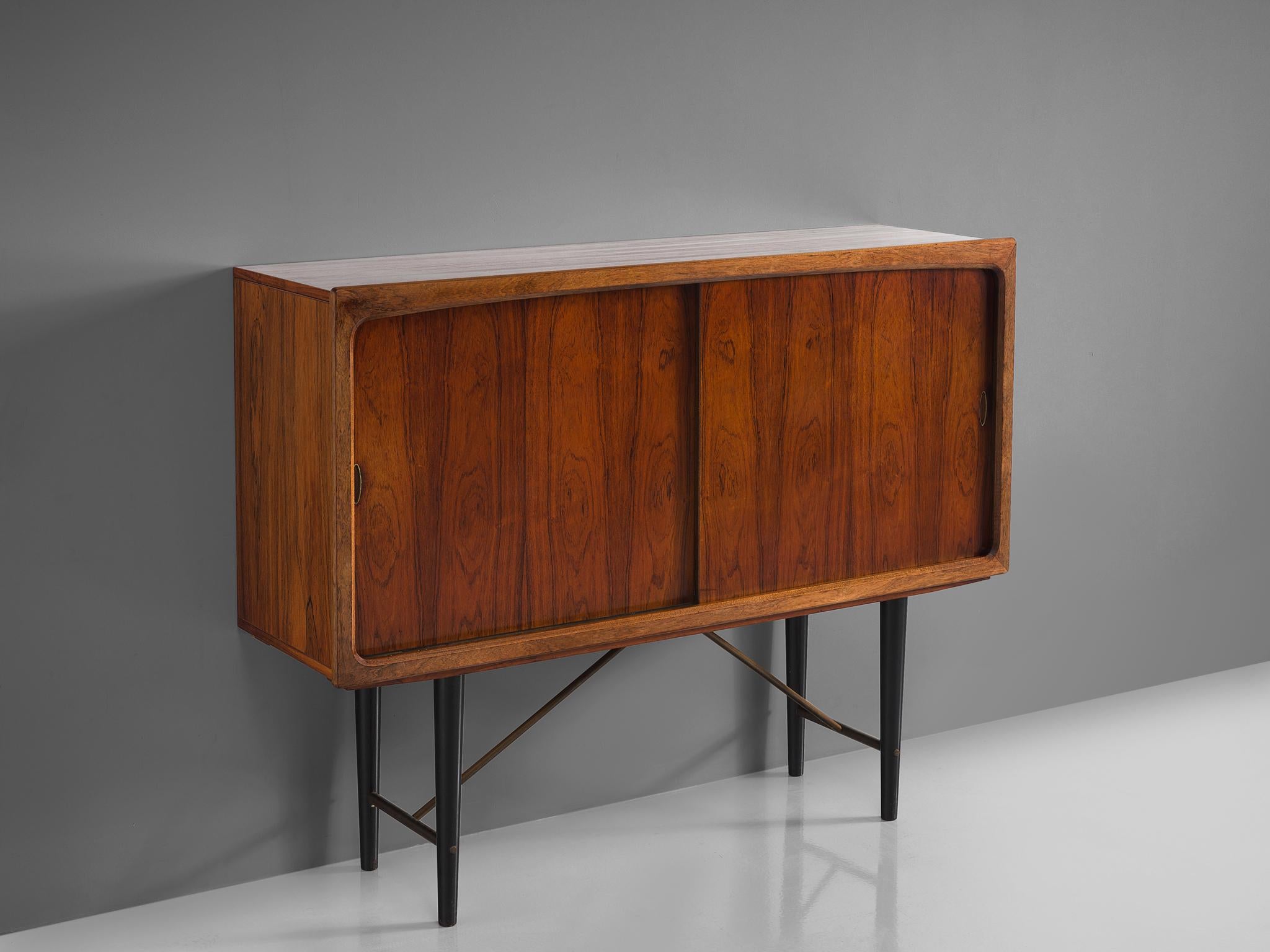 Mid-20th Century Danish Sideboard with Rosewood and Brass