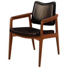 Fauteuil danois Sigvard Bernadotte en teck et cuir