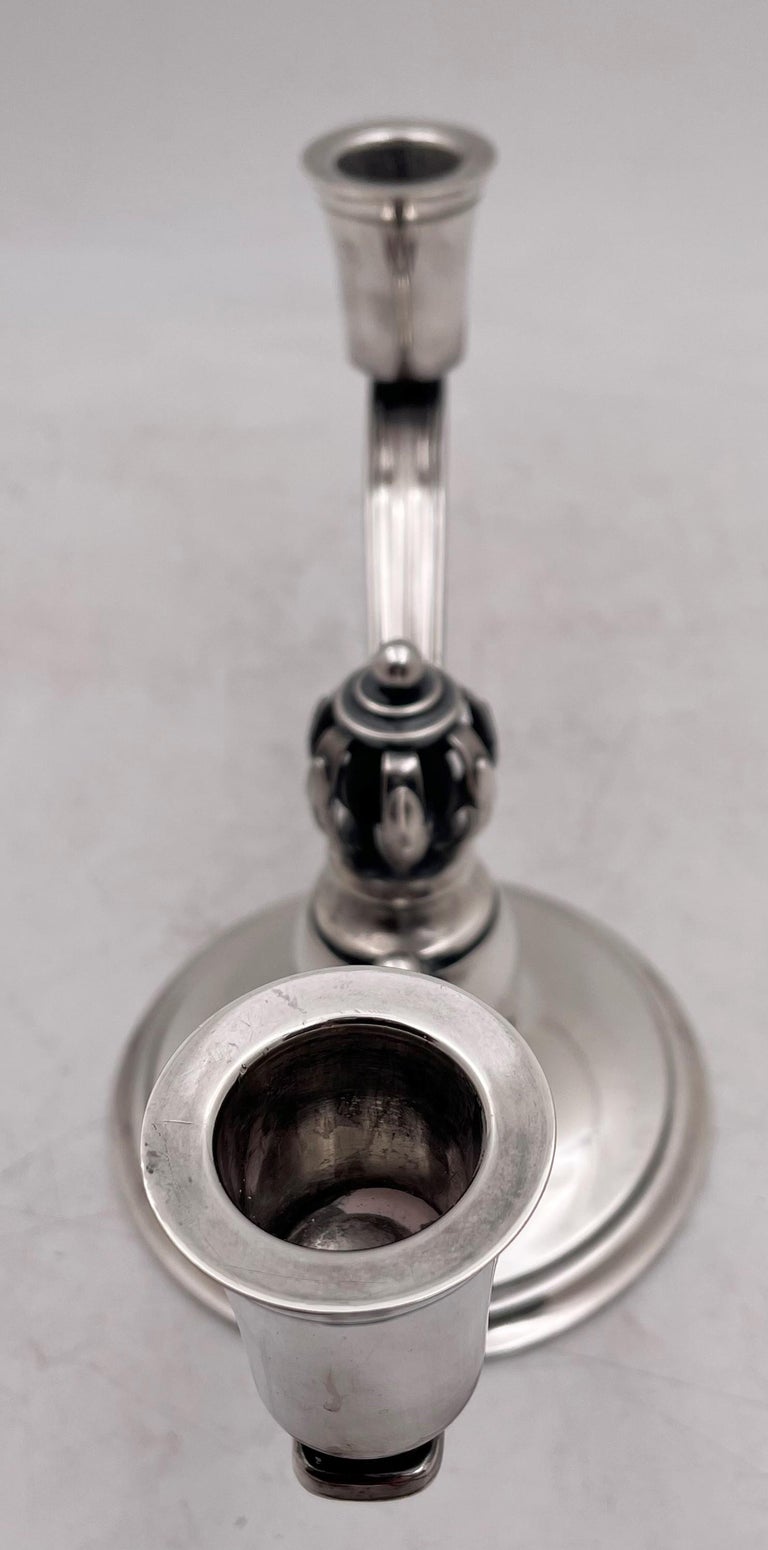 Danish Silver 2Light Candelabra/ Oil Lamps in Jensen MidCentury Modern Style For Sale at 1stDibs
