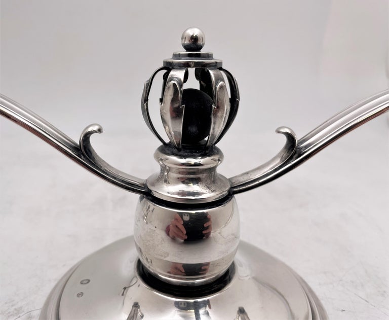 Danish Silver 2Light Candelabra/ Oil Lamps in Jensen MidCentury Modern Style For Sale at 1stDibs