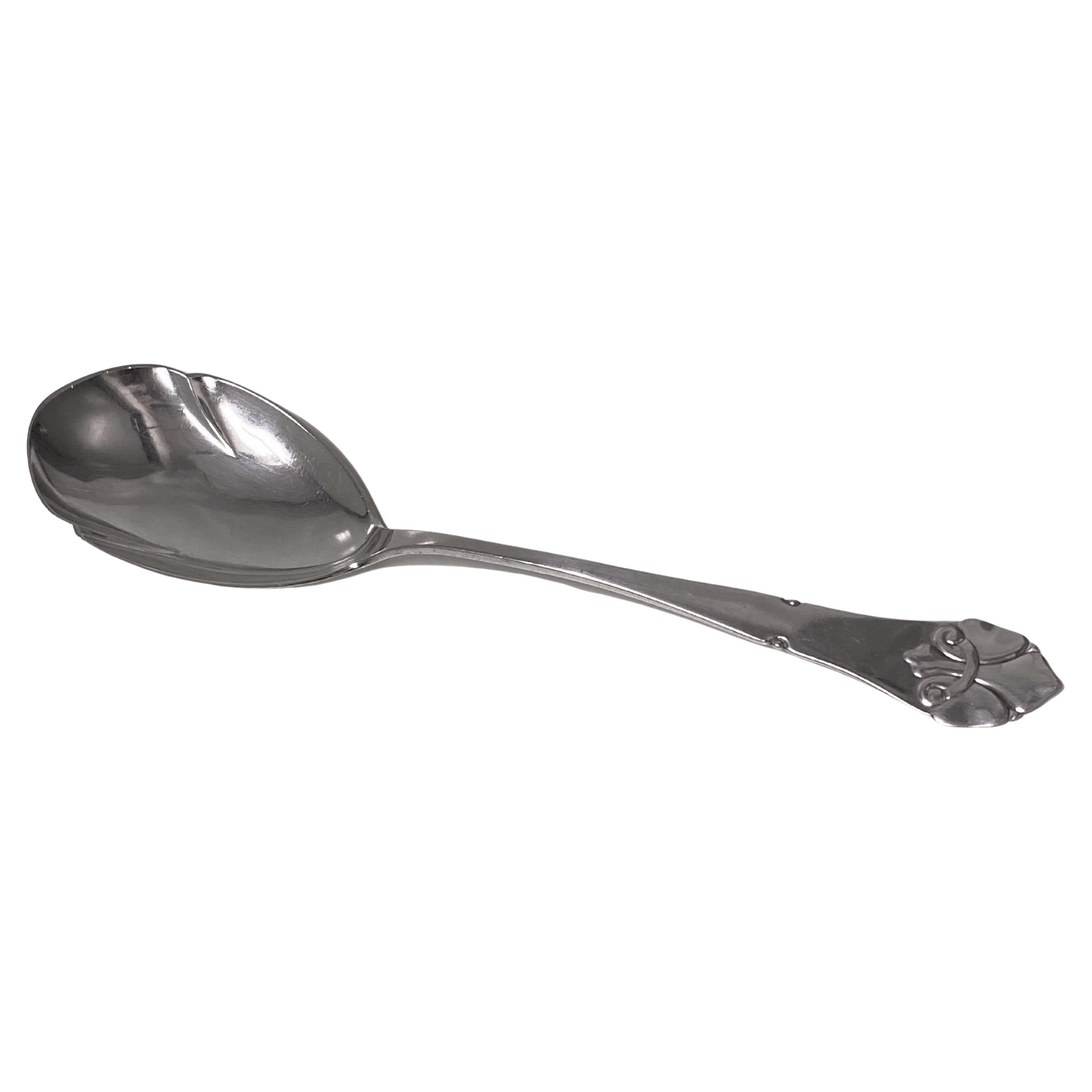 Danish Silver Arts Crafts Nouveau style Serving Spoon 1925 For Sale