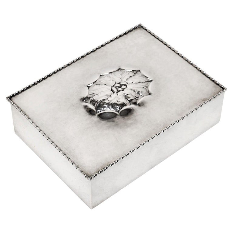 Danish Silver Box Georg Jensen Skonvirke Box / Cigar Box Copenhagen c. 1915