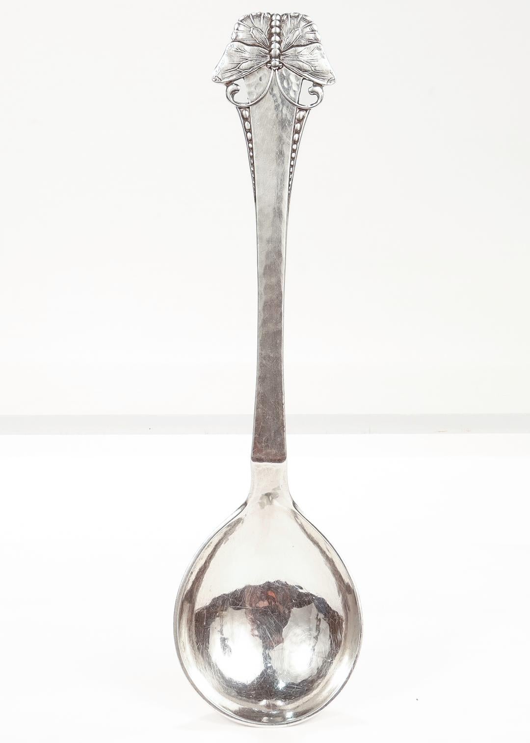 Women's or Men's Danish Silver Butterfly Sommerflugl Art Nouveau Dinner Spoon by Frigast For Sale